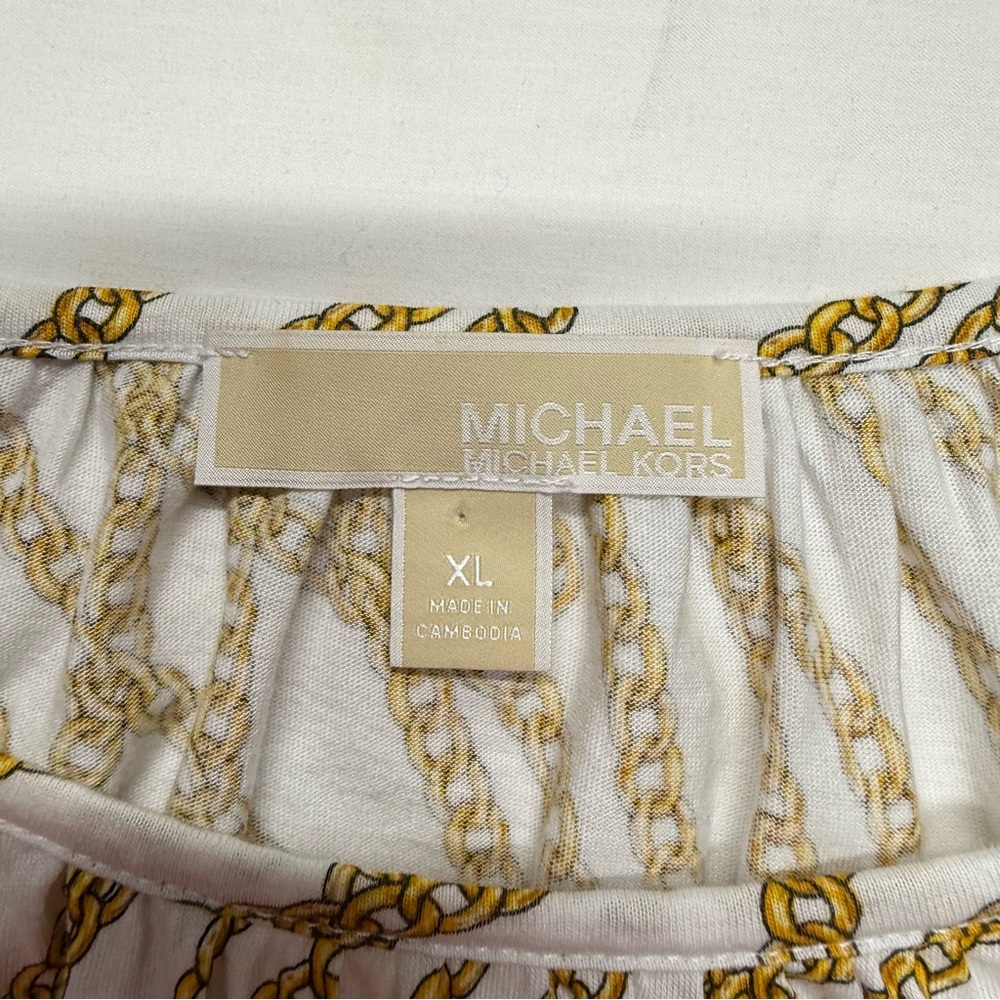 Michael Kors Gold and White Women's Top 3/4 Bell Sleeves Size XL